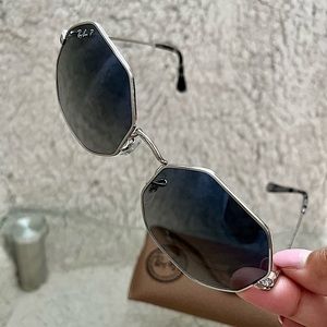 Trendy Ray-Ban Polarized Octagon Blue/Gray Sunglasses